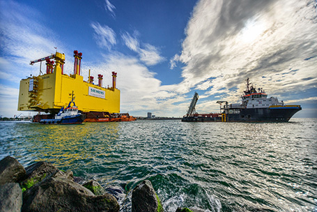 Konverterplattform von Nordic Yards vor der Ostseeküste, Foto: SylWin